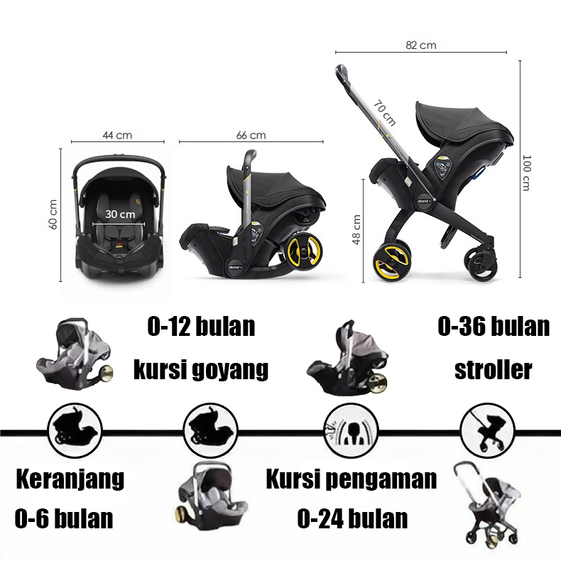 Mmflight Car Seat Bayi / Stroller Baby 4 in 1 Multiple Function Stroller