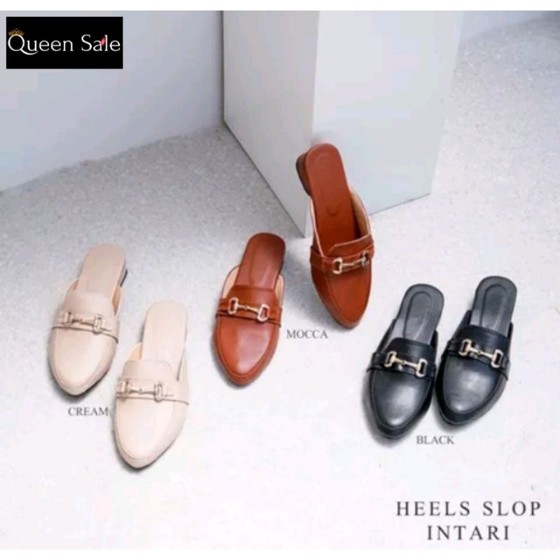 [QUEEN SALE] HEELS SLOP INTARI - Heels Slop Hak 3 cm - Heels Slop Wanita Murah - Untuk Acara Formal/