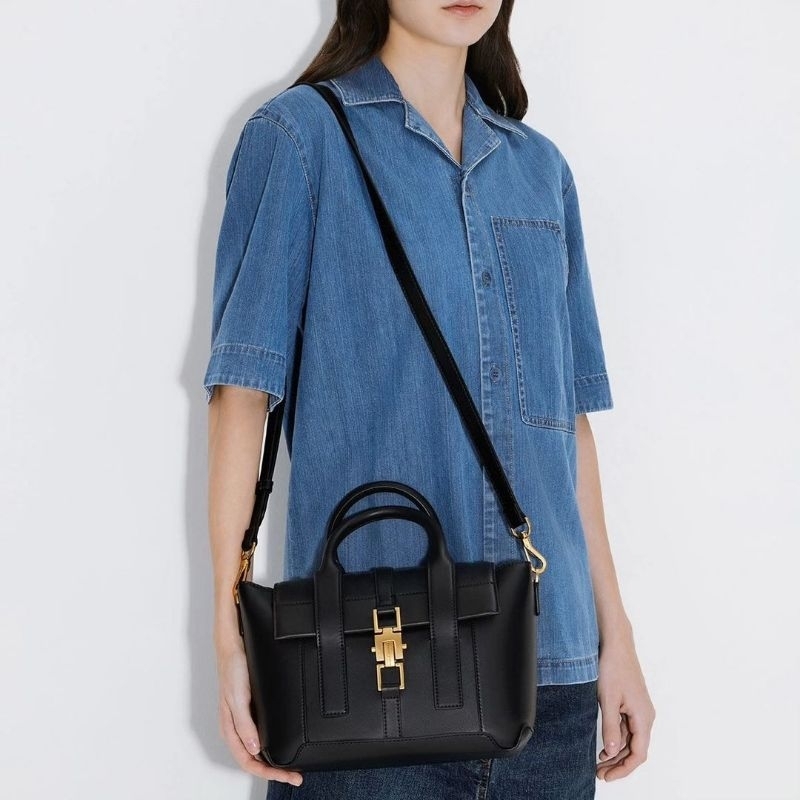 CK Dua Buckled Trapeze Tote Bag