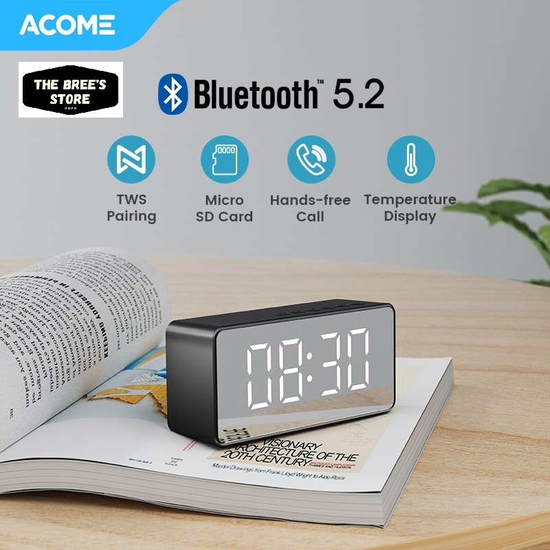 Acome Speaker Bluetooth 5.2 Jam Alarm LED Display Shocking Bass Garansi Resmi 1 Tahun A17