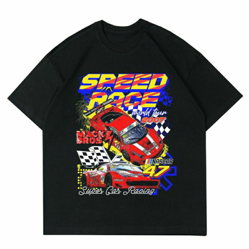 BAJU NASCAR "SPEED RACER WORLD TOUR 2007 | T-SHIRT NASCAR BLACK | KAOS NASCAR PRIA | KAOS BAJU PRIA 