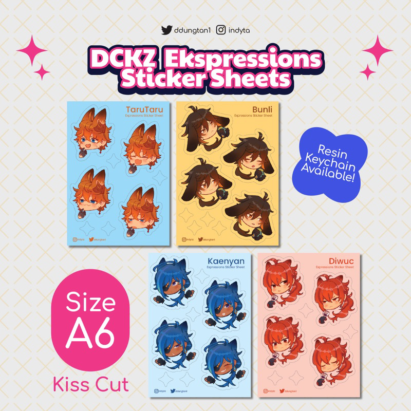 Genshin Impact Sticker Sheet DCKZ - Diluc Childe Kaeya Zhongli