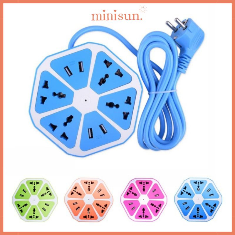Stop Kontak USB Haxagon Colokan Listrik Segi Enam 4 USB Stop Kontak USB Stop Kontak Jeruk