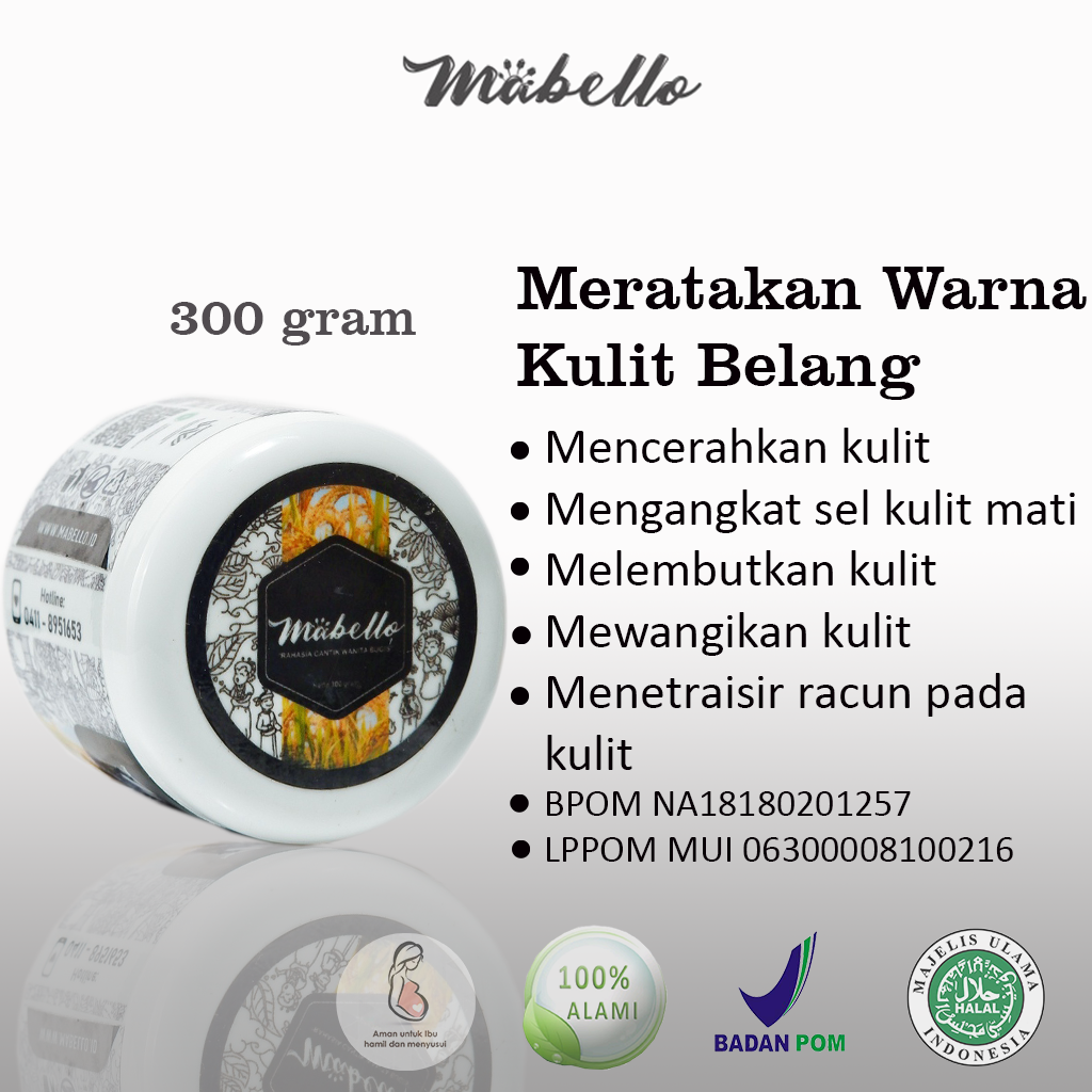 Mabelo lulur badan bedda lotong mabello bedak lotong dari rempah original 300 gram