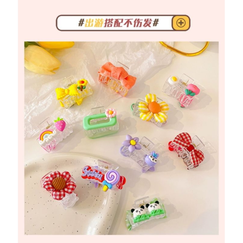 Jepit Rambut Anak Transparan 4cm Jedai Mini Karakter Jepitan Rambut Anak Lucu Ukuran Kecil Baby Mini Hair Claw Clips