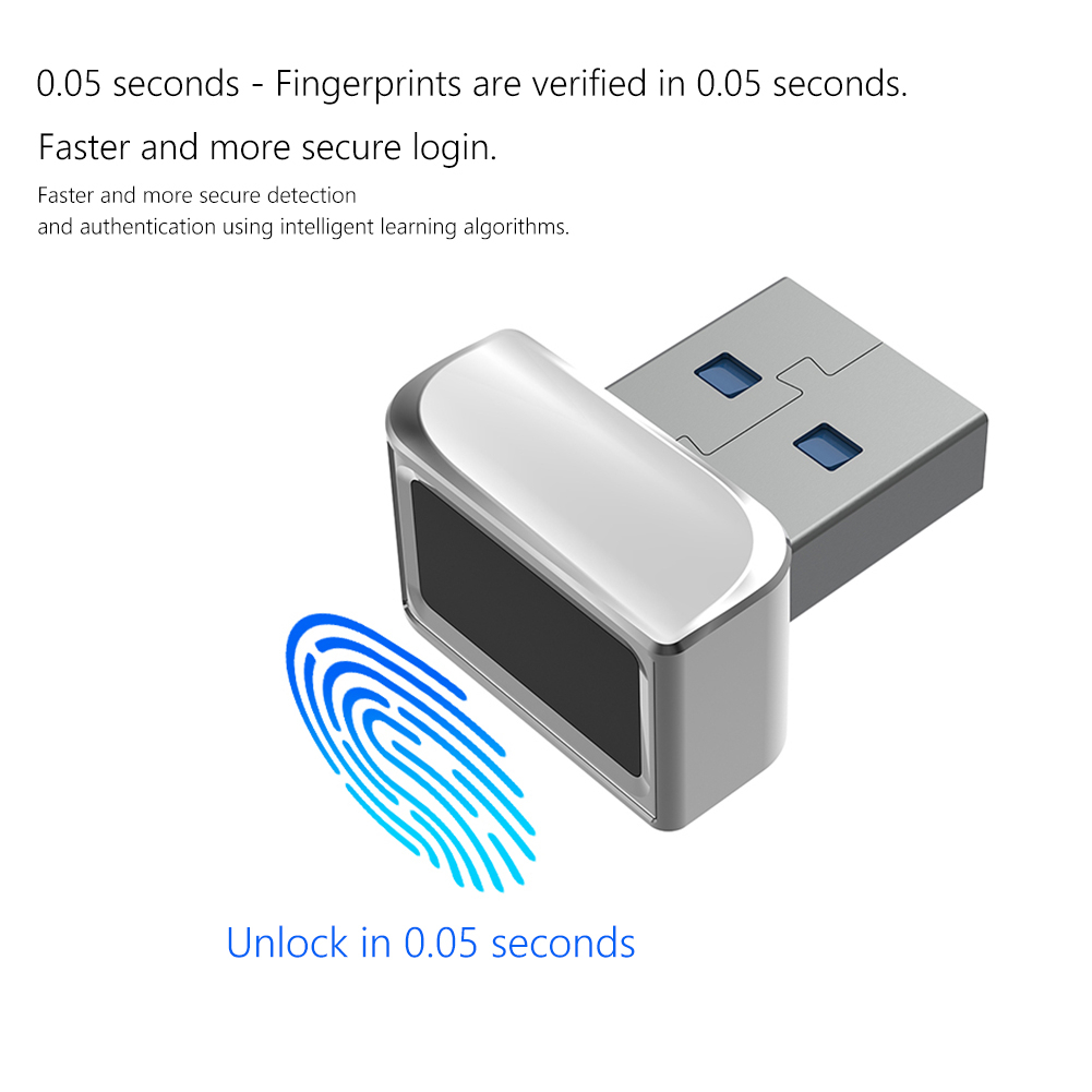 USB Fingerprint Reader for Windows Hello PC Notebook Lock Fast Scanner