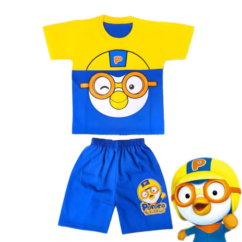 Setelan Baju Anak Pororo Usia 2-10 Tahun