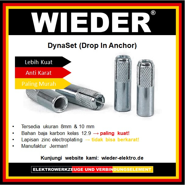 Dynaset M8 / Dinaset 8 MM / Drop in Anchor 8 mm Wieder