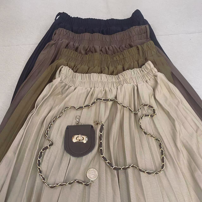 MOOGU ♡ Rok panjang tidak teratur wanita korea mixi skirt （Sabuk gratis）