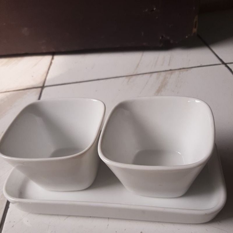 Tempat Sambal/Cabai/Saos Keramik, Satu Set KEDAUNG Second