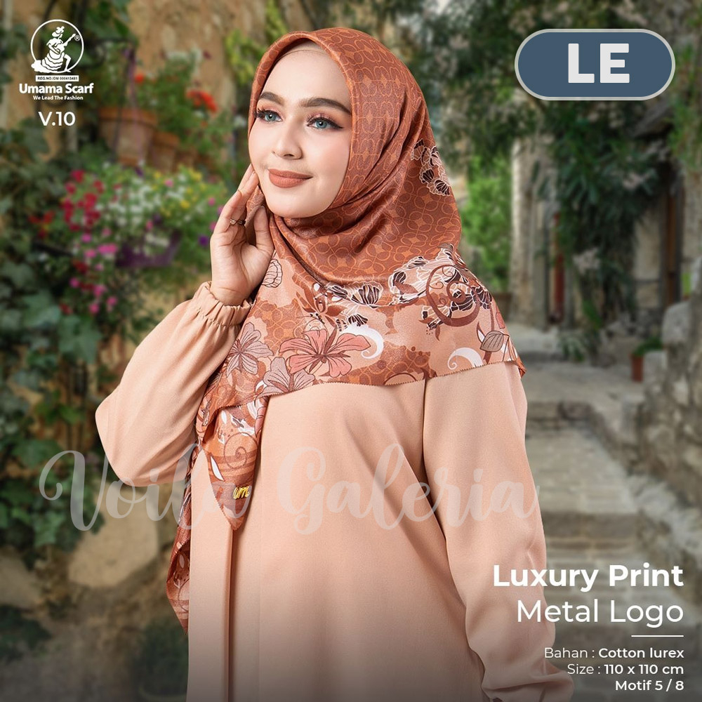 P2 Hijab Voal Segi Empat Umama Motif Luxury Print - Jilbab Seragam Glitter Segi4 Kerudung