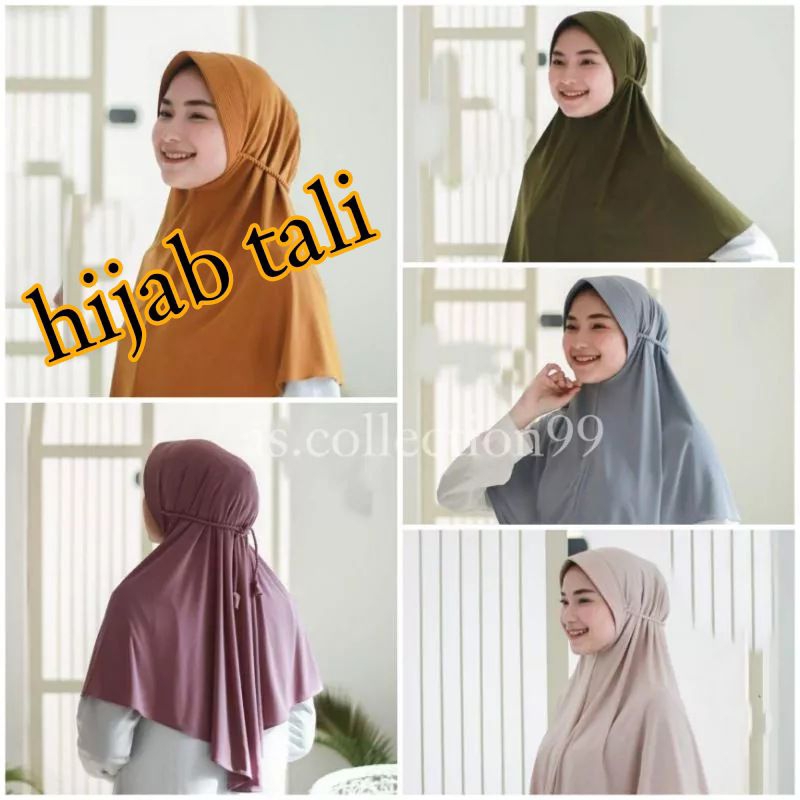 jilbab tali kepang hijab instan hijab tali uril hijab tali belakang jersey premium