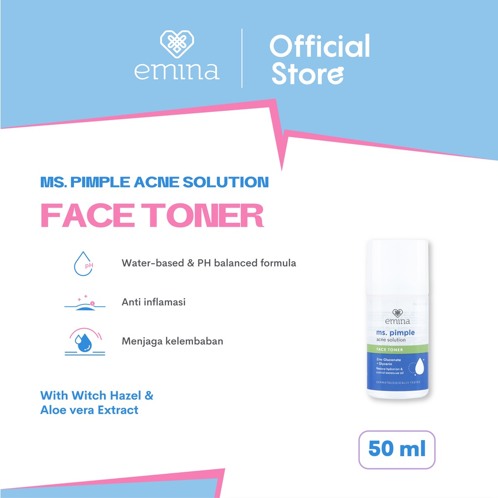 ✨ AKU MURAH ✨ Emina Ms. Pimple Acne Solution Face Toner | Toner Wajah Melembabkan Kulit Berjerawat [BPOM]