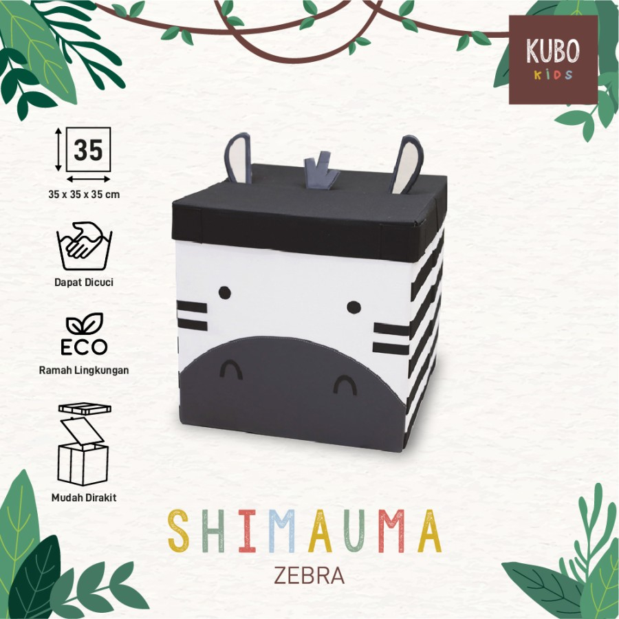 KUBO JUNGLE SHIMAUMA ZEBRA 35 X 35 X 35 CM Kotak Penyimpanan