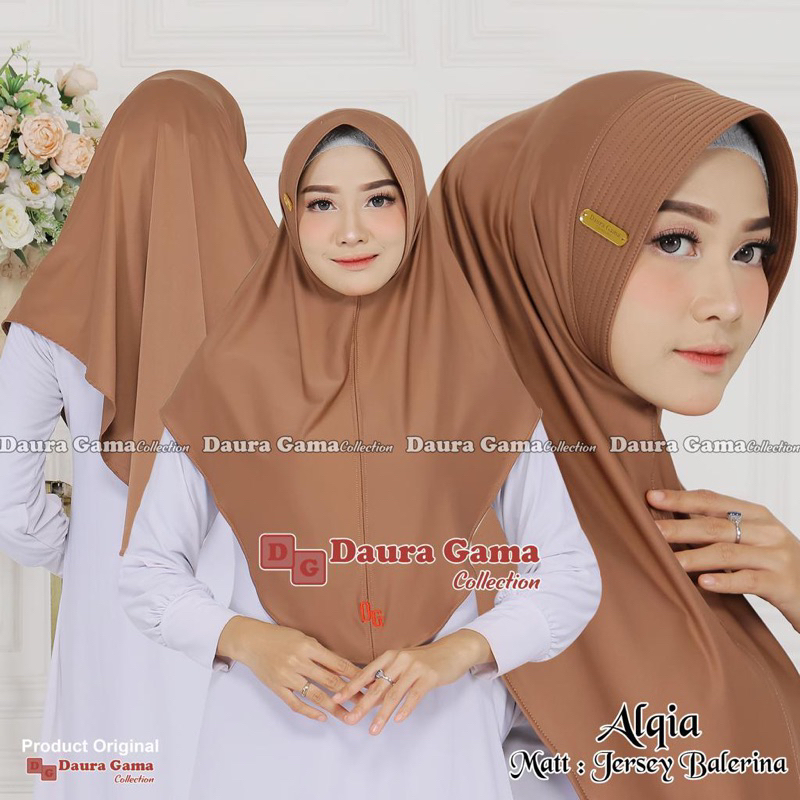 ALQIA INSTANT Daura Gama Hijab Collection Jersey Ballerina Bergo Pad Hamidah instan Jilbab Oval Daur