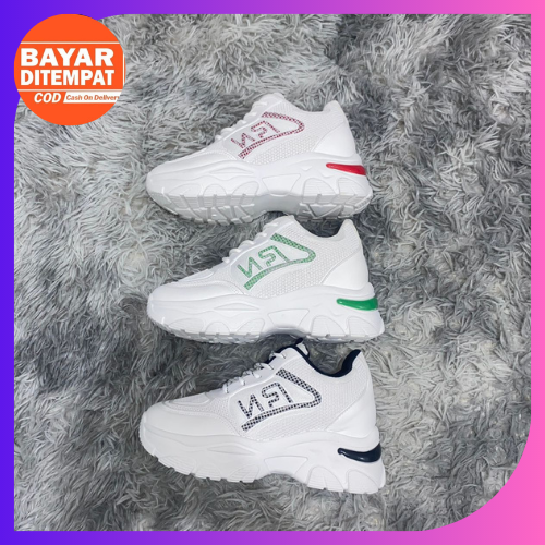 KZT-SW341 Sepatu Sneakers Wanita Import Korea Putih Bertali Murah Premium Anti Slip