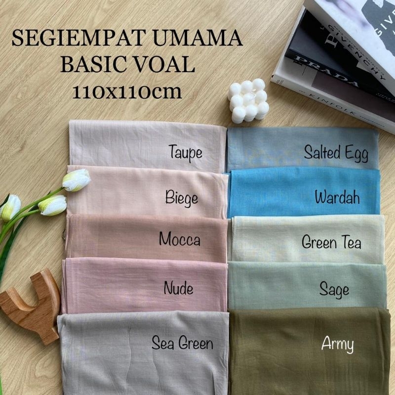 Umama Basic Voal hijab Segiempat jilbab segi empat Basic voal umama scarf tepi jahit 110x110