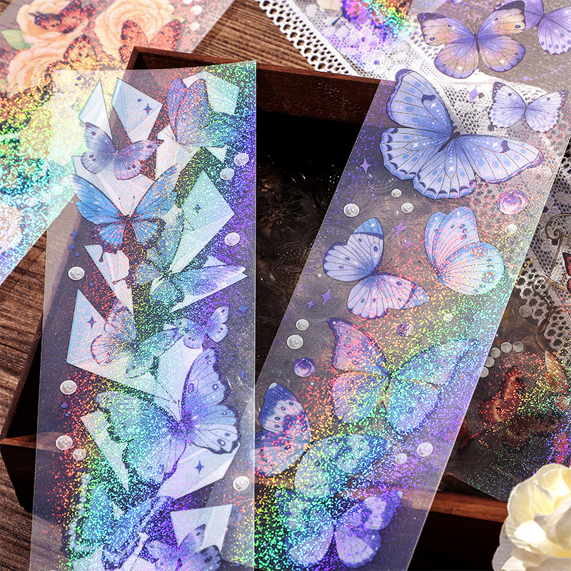 

HS - STICKER JOURNALING PET TRANSPARANT KUPU KUPU CLASSIC RETRO AESTHETIC ISI 3 LBR GLITTER HOLOGRAM