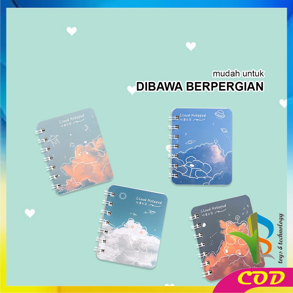 RB-A58 Buku Catatan Kartun Memo Kecil A7 80 Lembar / Buku Kecil Notebook Ring Motif Notepad / Buku Mini Alat Tulis Portable