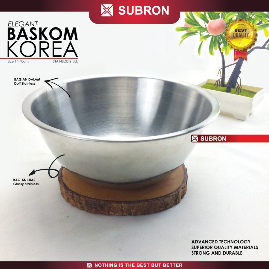 Baskom Korea 26cm 28cm Wadah Stainless Steel Tebal Multifungsi - SUBRON