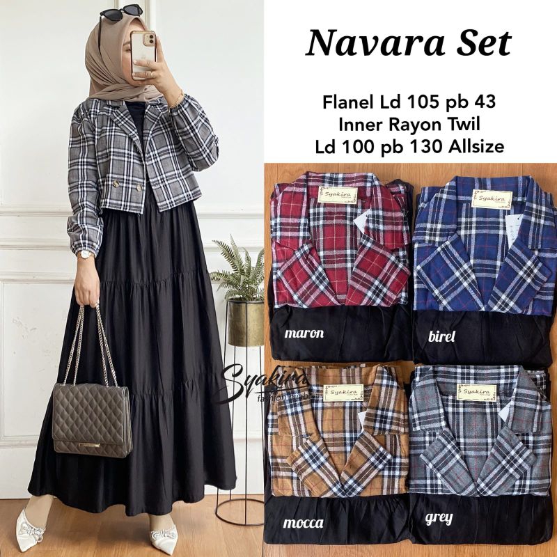 Setelan Dress Outer Kekinian/ Navara Set By Syakira