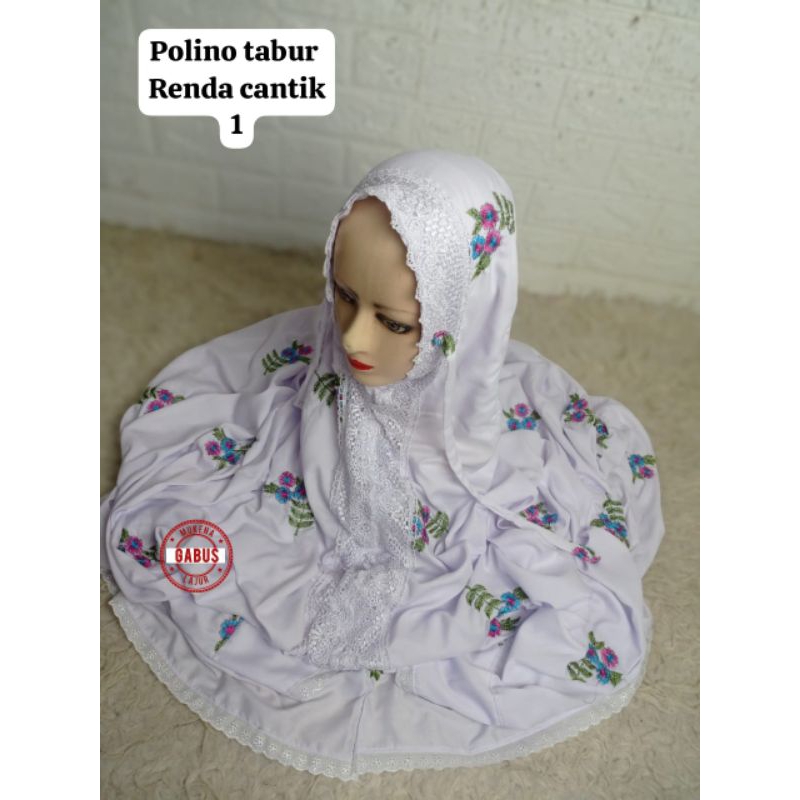 Mukena terusan polino silk renda bordir tabur