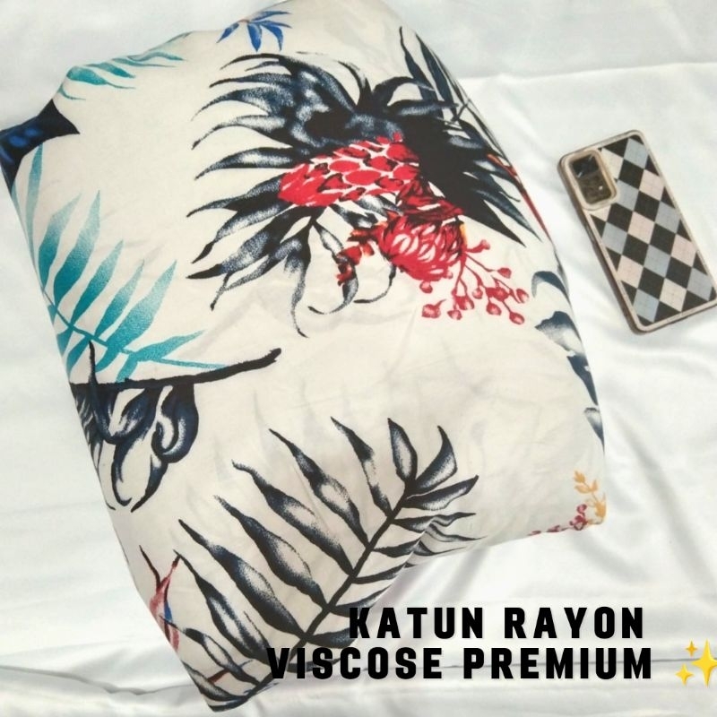 (BACA DESKRIPSI)KAIN KATUN RAYON VISCOSE MOTIF DAUN KELAPA PANTAI