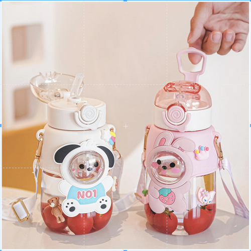 Botol Air Minum Anak Free Tali Panjang Dan Stiker 2D Motif Kartun Botol Minum Korea