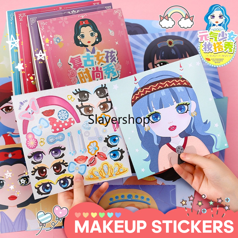 

Mainan stiker ganti muka, Stiker ekspresi girl change makeup stiker
