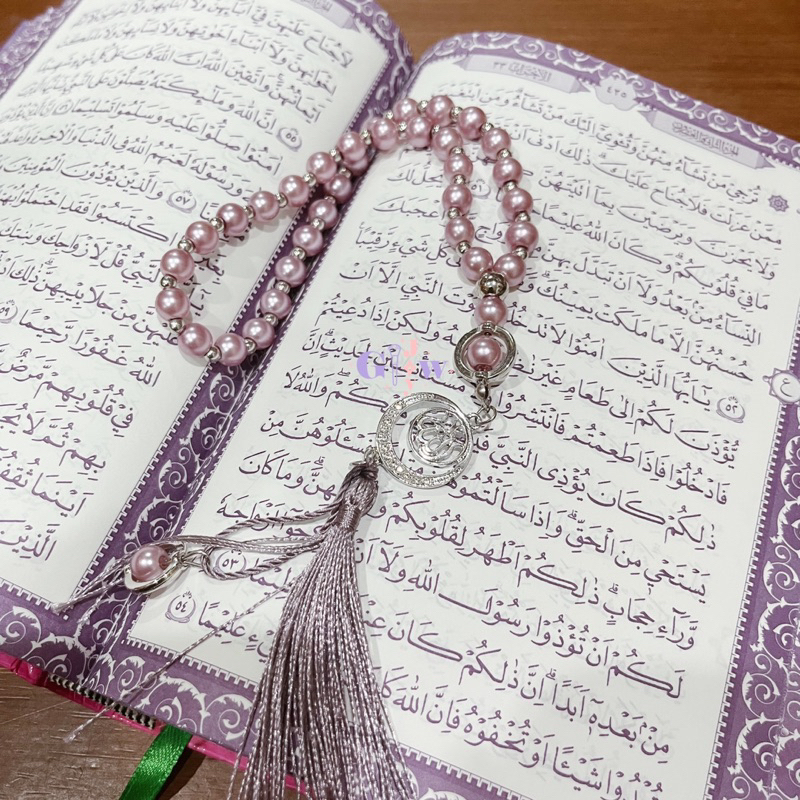 A436-A450 TASBIH ALLAH MUTIARA set perlengkapan solat sholat mukena sajadah sarung fashion muslim pakaian wanita perempuan cantik hijab islam islamic jilbab tasbeh sintesis lafadz lafaz souvenir nikahan nikah wedding oleh hadiah dzikir zikir