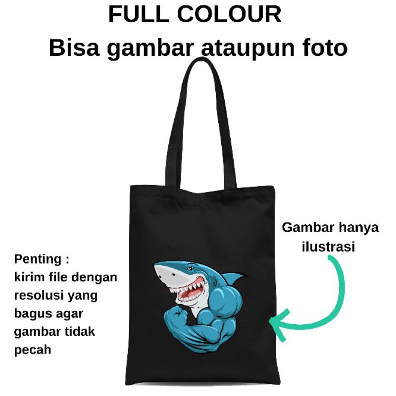 CUSTOM tote bag dan string bag FULL COLOR DTF   | BISA SATUAN |