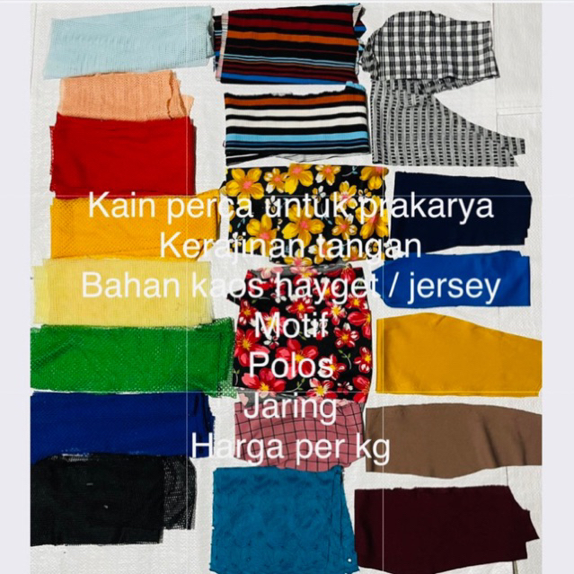 kain perca untuk kerajinan tangan bahan kaos hayget kiloan termurah
