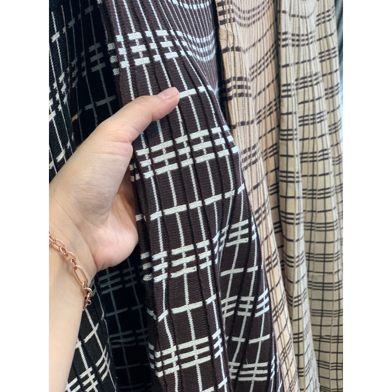 FW R631 Rok Rajut Panjang Motif Kotak Import Premium | Rok Rajut Premium Panjang | Rok Rajut Bangkok