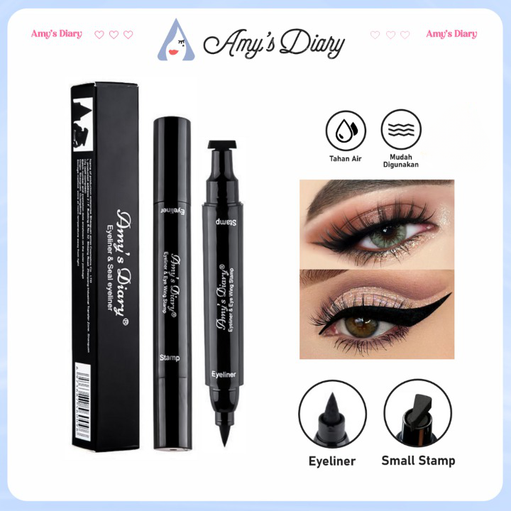 [BPOM] ORIGINAL Amy's Diary Eyeliner Stamp 2 In 1 Waterproof Liquid Eyeliner Pensil Waterproof 100% ORIGINAL Stamp Small