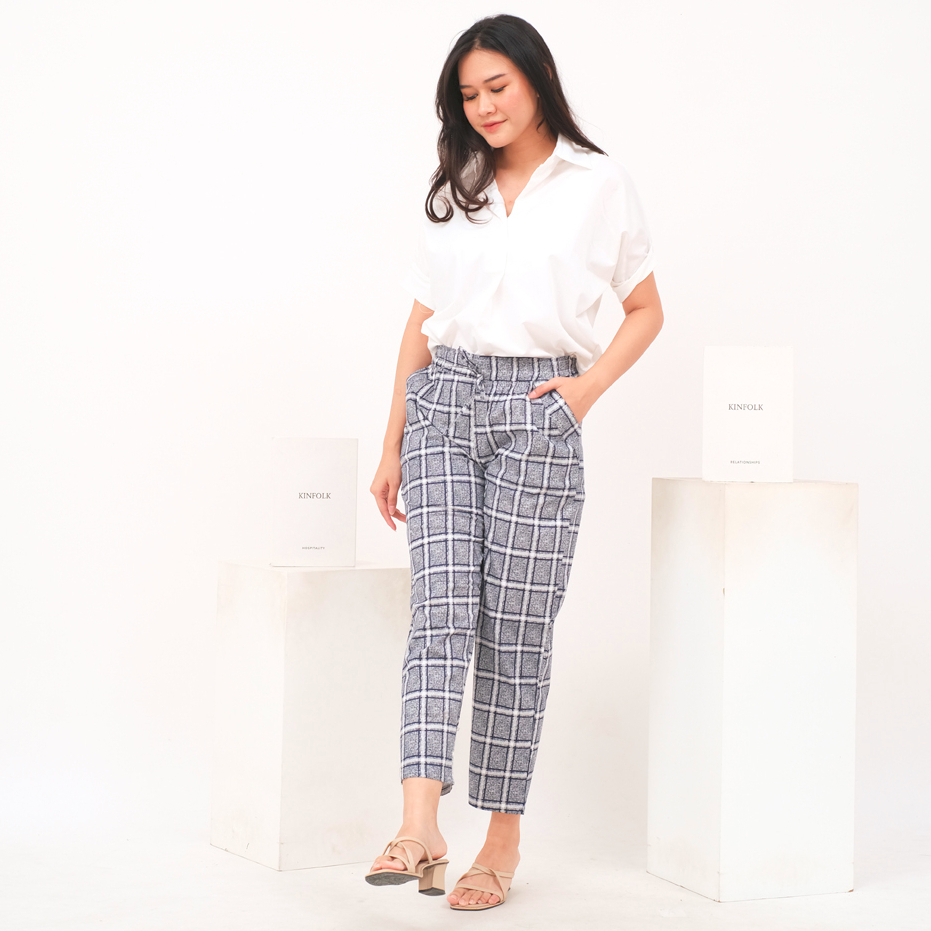 NHM TARTAN PANTS JUMBO - Celana Panjang Wanita Jumbo