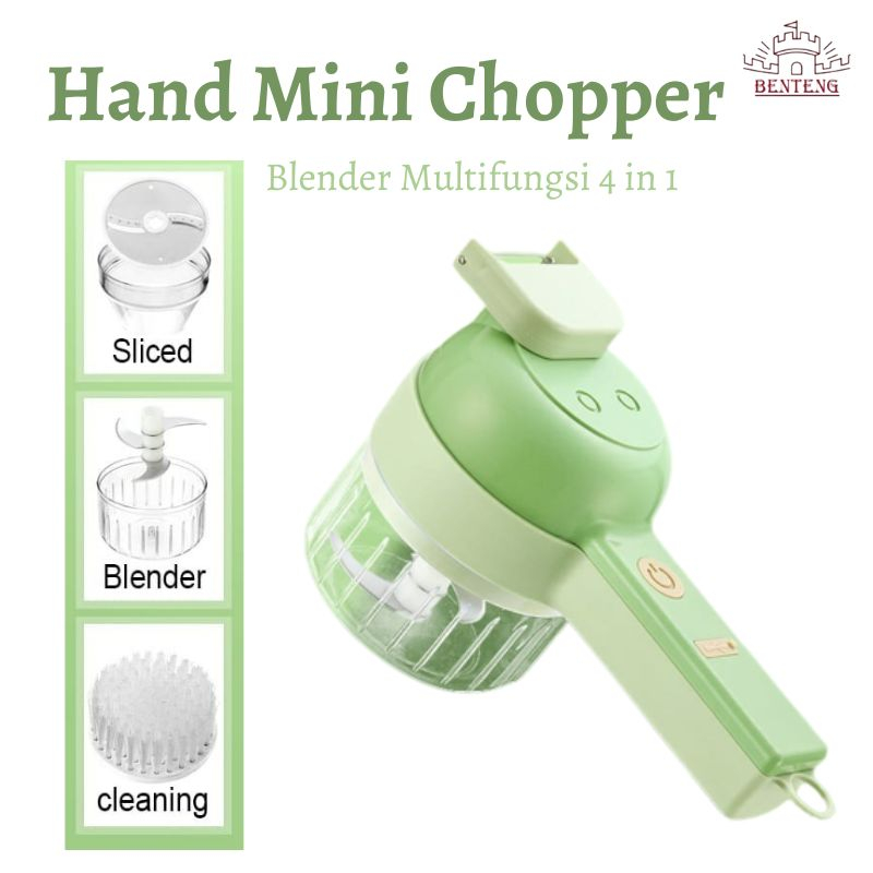 BFC4-Mini Chopper USB Charging 4IN1 Pemotong Sayur Genggam