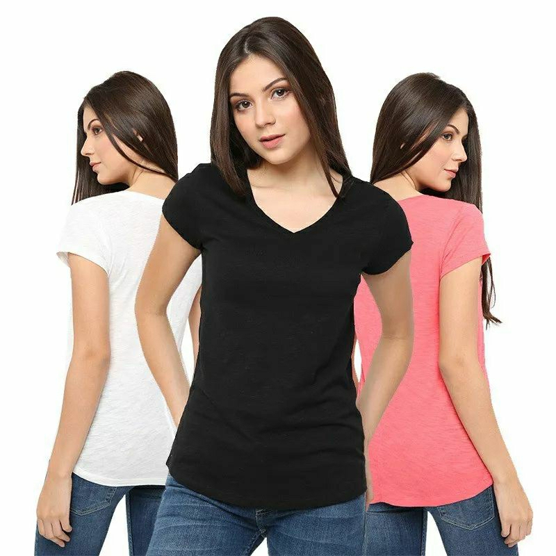 KAOS POLOS LENGAN PENDEK KERAH V NECK