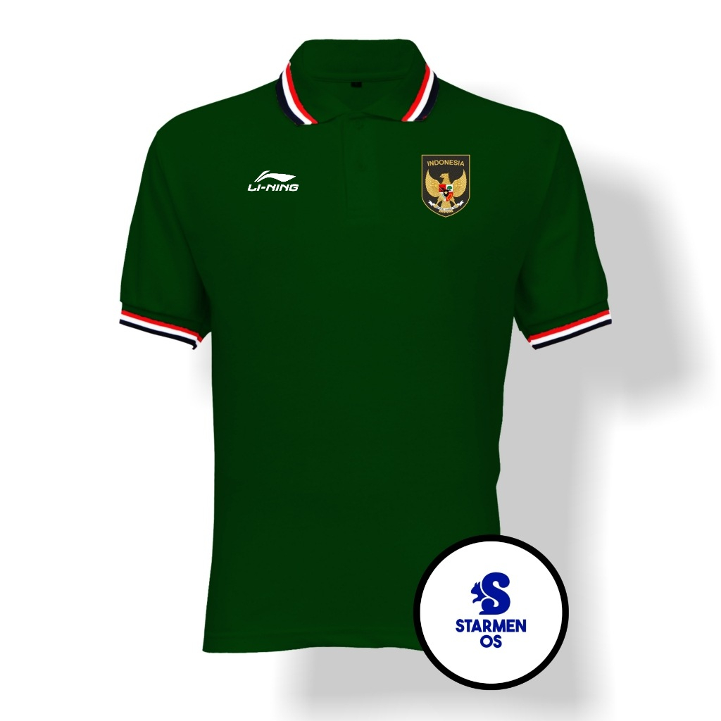 Kaos Wangki Polo T-Shirt Pria Kerah 3 List Soft Logo GARUDA INDONESIA AND Ll NING SEA GAMES 2023