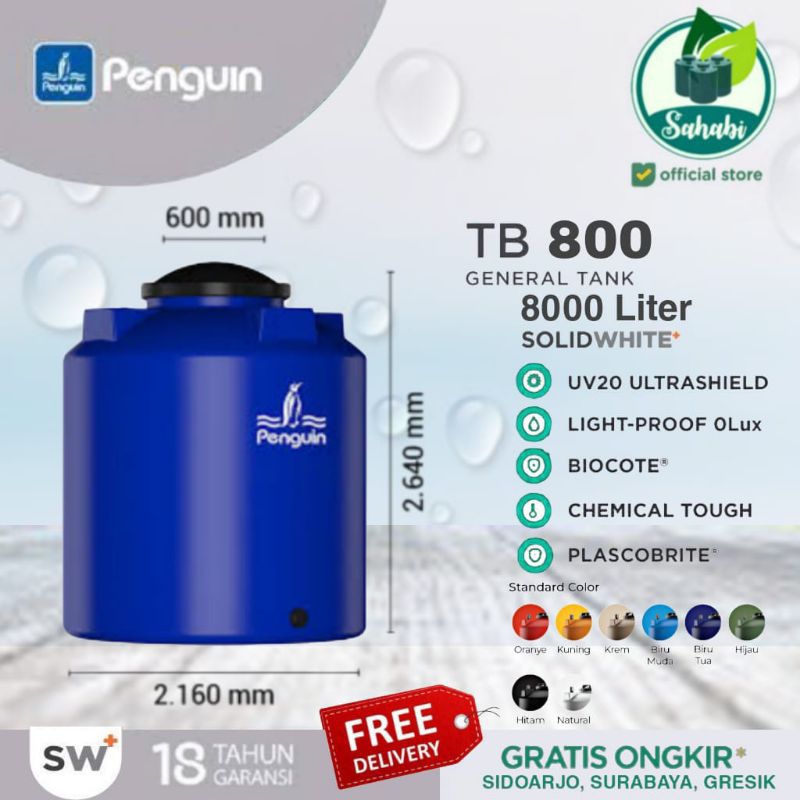 Tandon Air / Toren Air / Tangki Air Penguin Pinguin TB 800 volume 8000 Liter