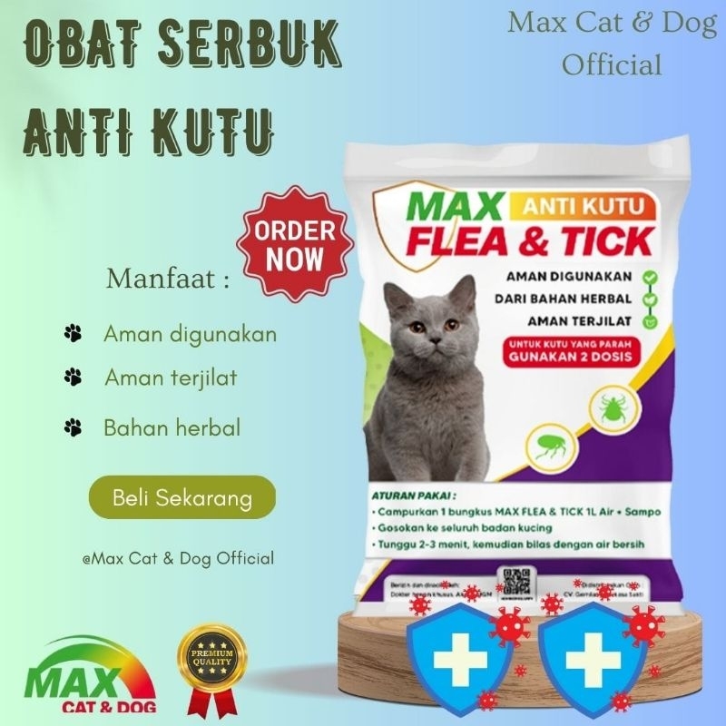 MAX FLEA &amp; TICK SERBUK ANTI KUTU 10 GRM