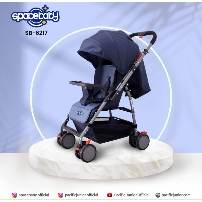 Kereta Dorong Bayi Anak Baby Stroller Space Baby Sb-6217 Reversible Stir Cabin Size