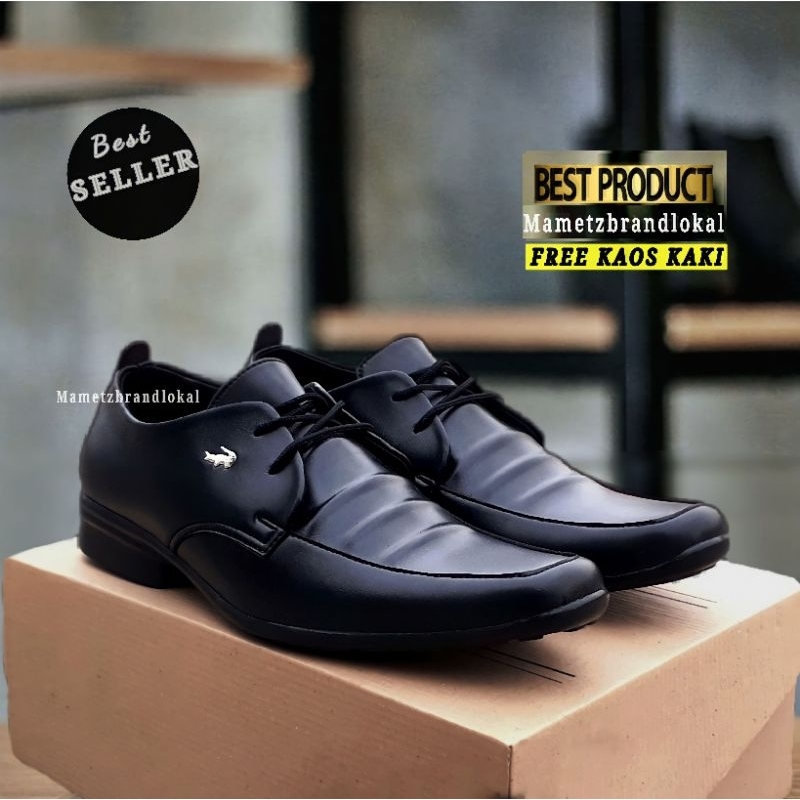 BEST PRODUCT - Sepatu Pantofel Hitam Pria Clasic Pakai Tali Pendek Kulit Swedian Formal Kerja Kantor Kekinian