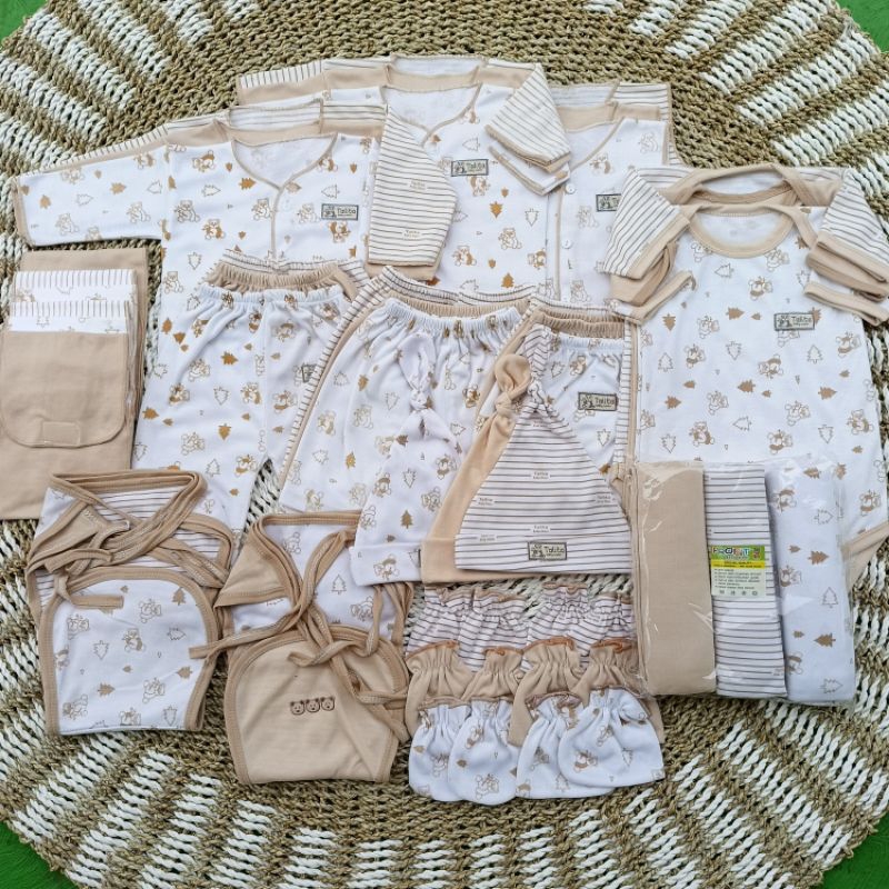 51 PCS Perlengkapan Bayi Baru Lahir/Paket Baju Bayi Seri Coklat Komplit Paket Brojol Baby Newborn talitababywear