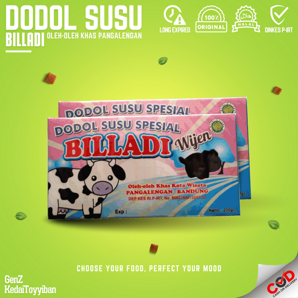 

BILLADI Dodol Susu Pangalengan Wijen Ketan Hitam Oleh-Oleh Bandung Makanan Ringan Snack 200gram