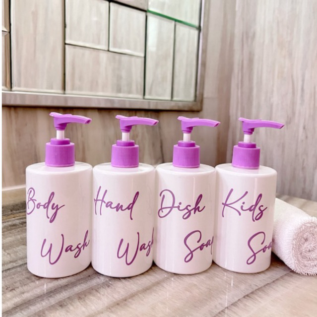 botol PUTIH 250ml EXCLUSIVE LILAC  glossy . aesthetic bottle refill organizer tempat sabun cair pump edispenser wadah soap ungu estetik