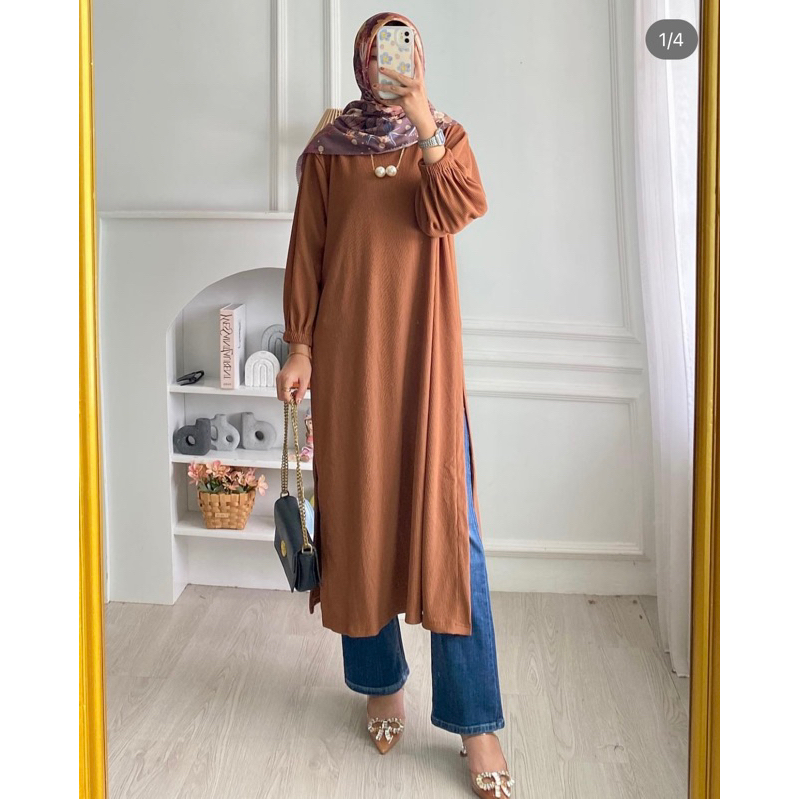 long tunik midi dress belah hanover merk clarke