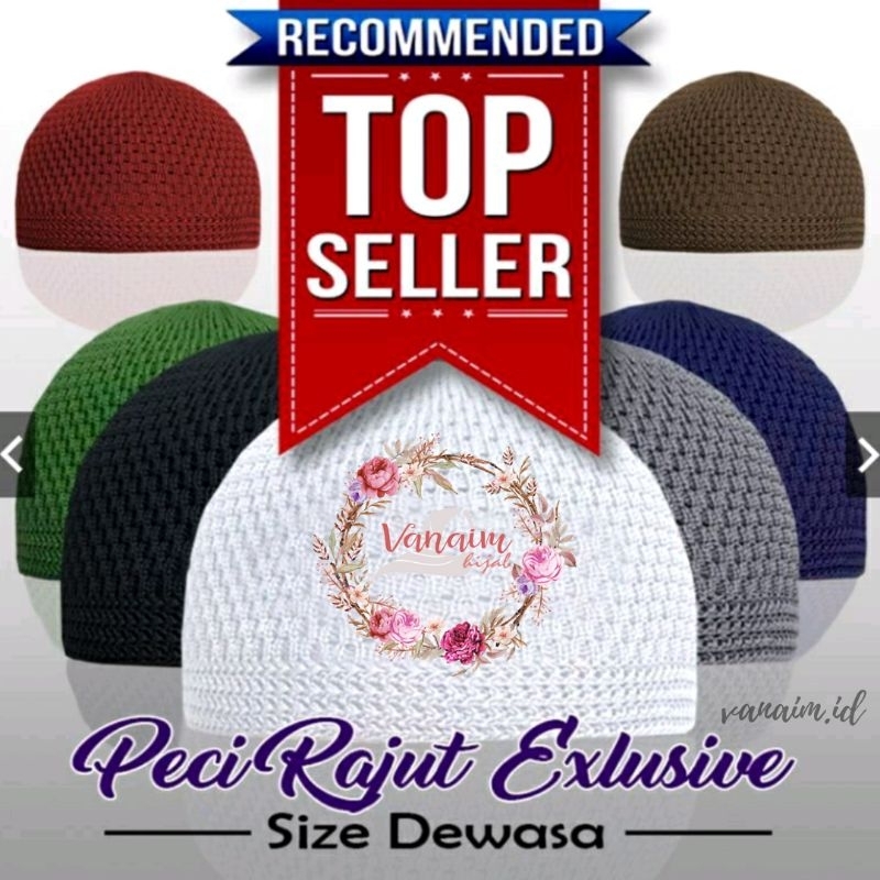 VO - Peci Rajut Dewasa | Peci Haji | Peci Rajut Polos | Kopiah Rajut Dewasa | Peci Rajut Nanas