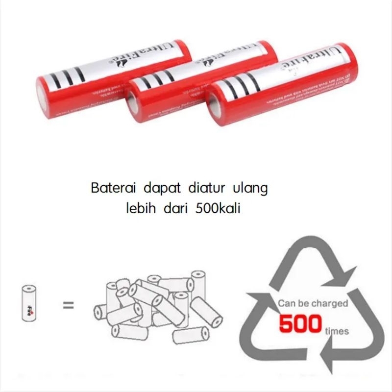 Baterai 18650 ULTRAFIRE Isi Ulang 3.7V 6800mah / Recharge Batere Batre Batrai rechargeable