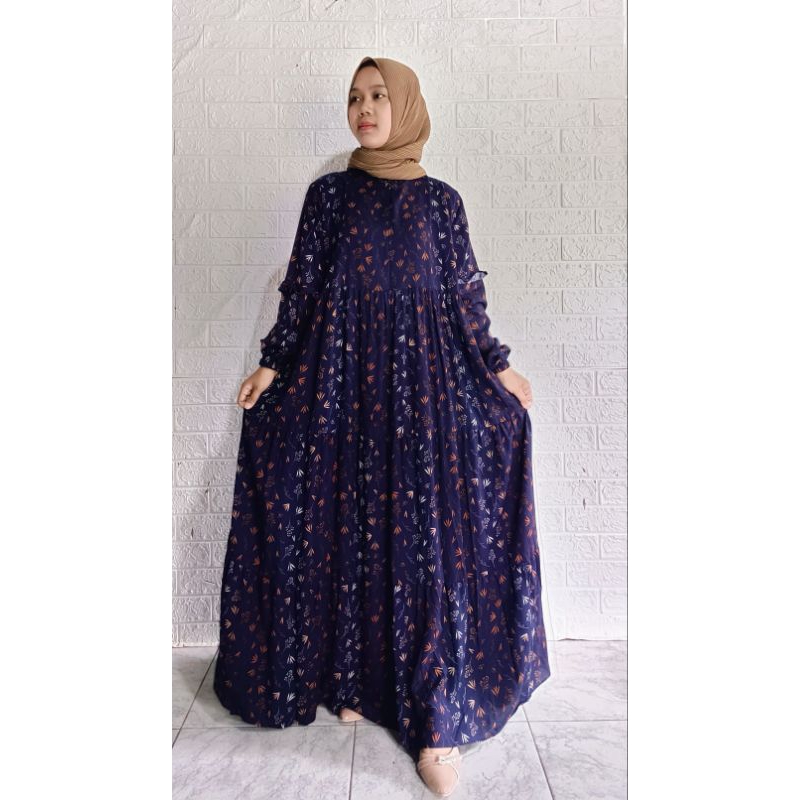 Gamis Babydoll Rayon viscose motip_ Adem lmbut ORI