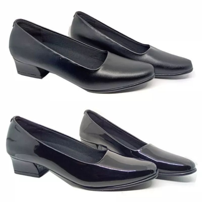 PROMO 5.5 DISKON Sepatu Pantofel Wanita Terlaris Hak 3 Cm Hitam Sekolah Paskibra Kantor COD